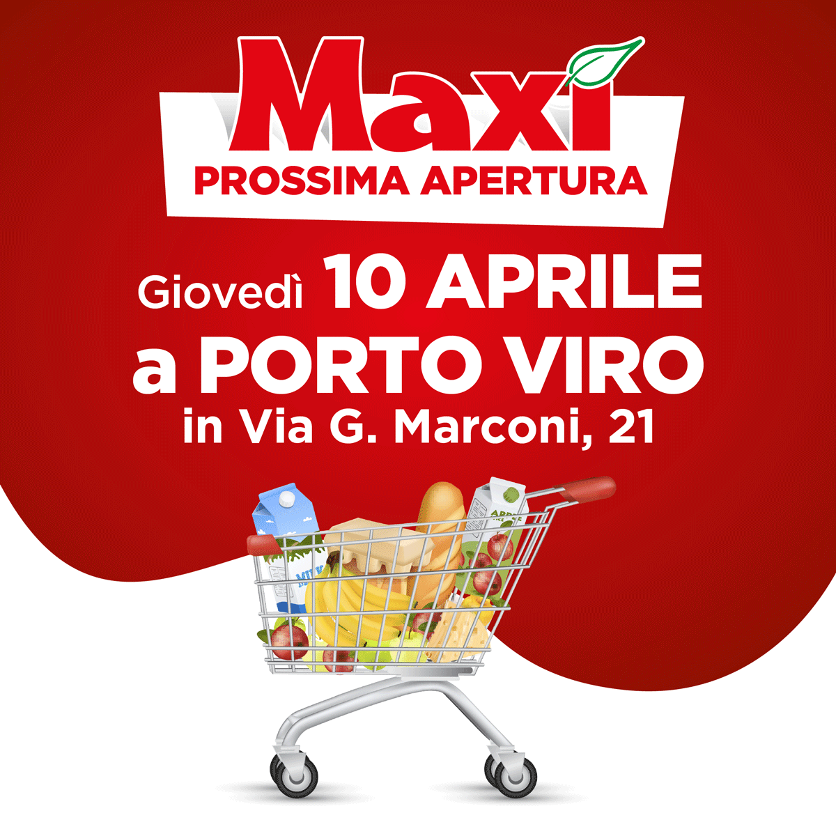 banner nuova apertura supermercato maxì di porto viro (ro)